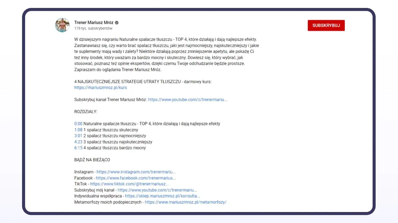 YouTube technical optimisation - video description