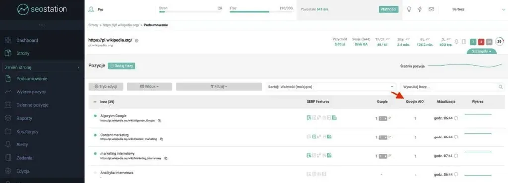 AI features in SEOstation