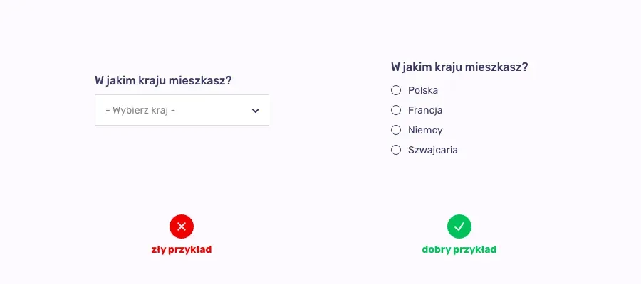 Radio buttons instead of a drop-down menu