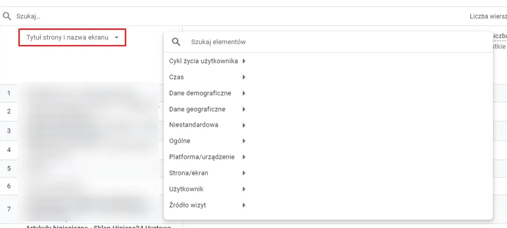 Page title and screen name filter