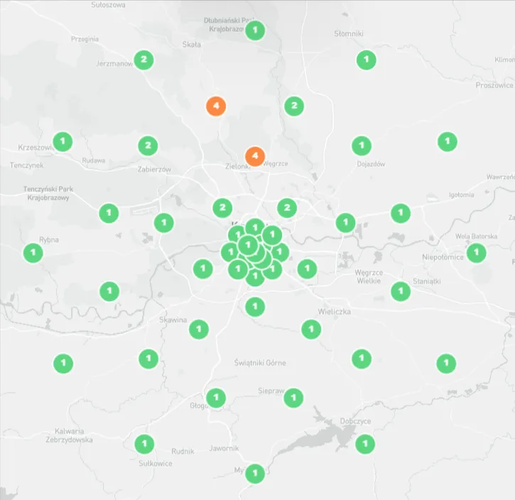 Google Maps result: strong visibility for the phrase "leczenie niepłodności" (infertility treatment)