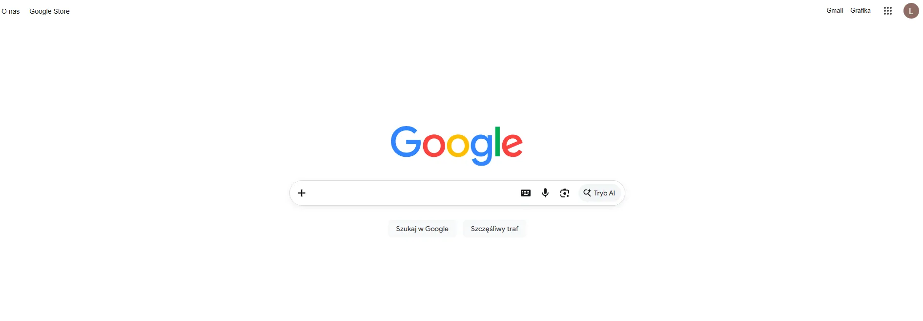 Interfejs wyszukiwarki Google.com