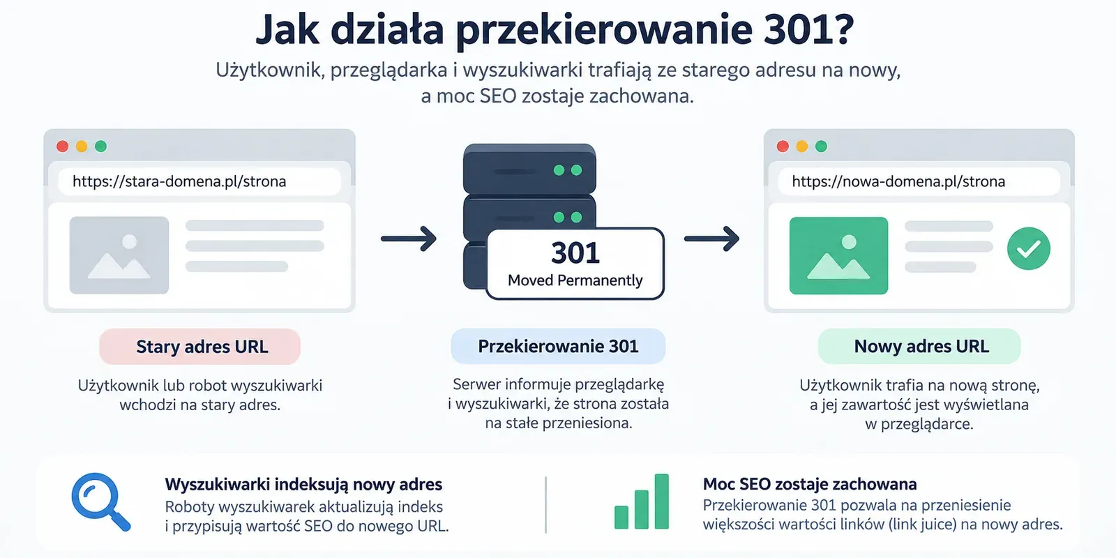 Jak działa przekierowanie 301 ze starego na nowy adres URL