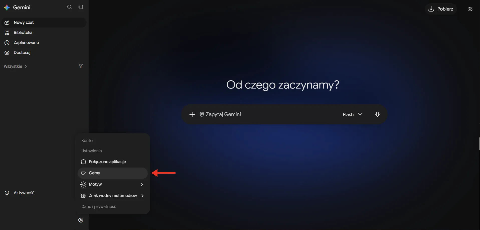 Menedżer Gemów w Gemini