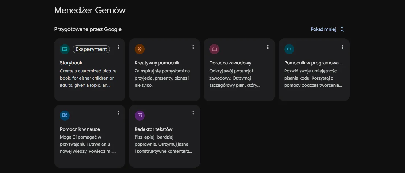 Gotowe Gemy w menedżerze