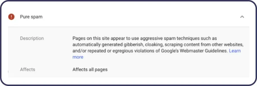 penalty from google ban from google indexing
