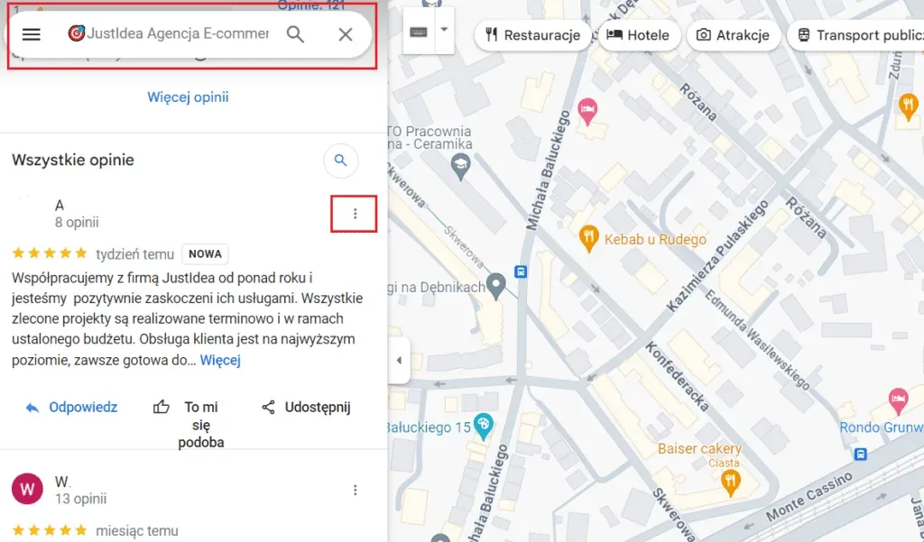 Reporting a review on a Google listing