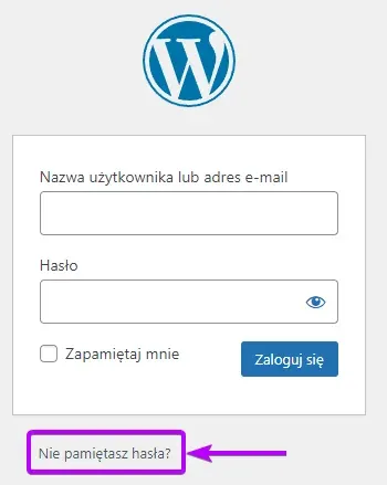 The “Lost your password?” link highlighted with a purple frame and arrow