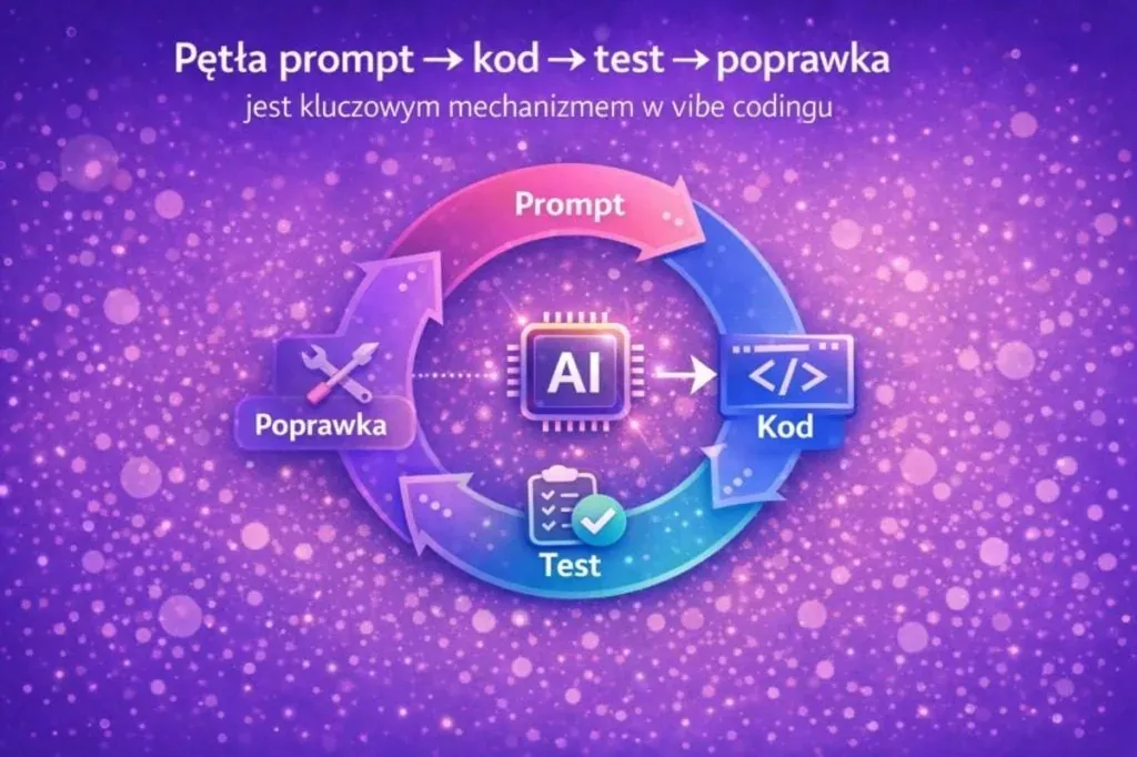 The prompt, code, test, fix loop