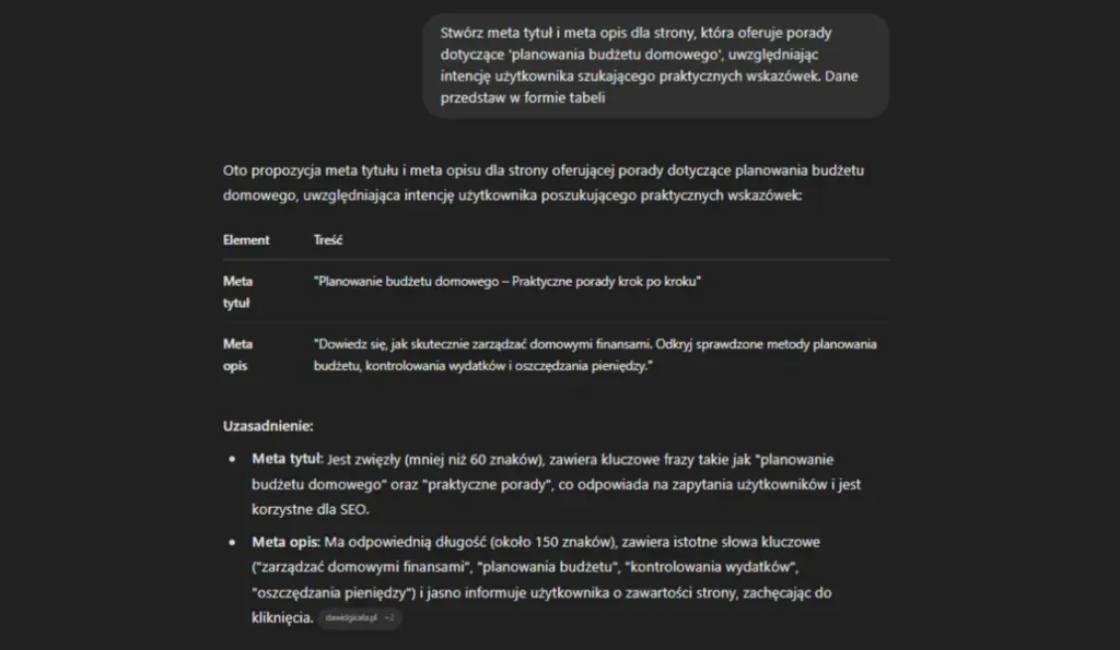 SEO prompts, meta tags