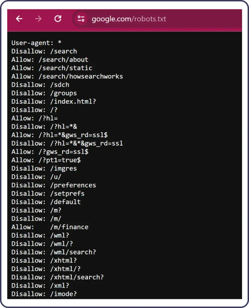 errors in robots.txt file indexing