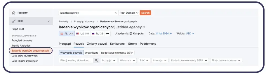 How to check your page's position in Google using Semrush?