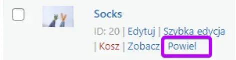 Socks product: Duplicate option to copy the listing
