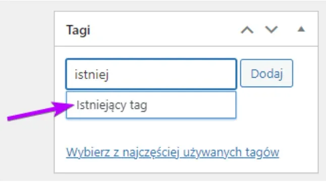 Post tags: partial text 'exist' typed in, with a tag suggestion