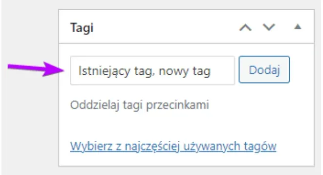 Post tags: field with two tags separated by a comma