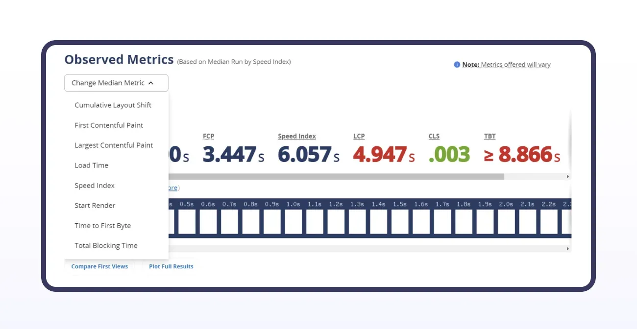 Page speed: WebPageTest