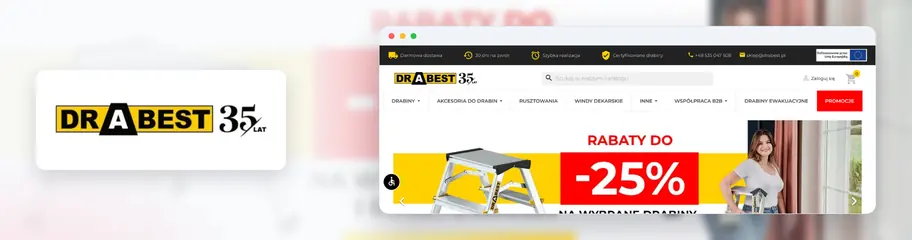 Logo DRABEST i strona główna sklepu z drabinami